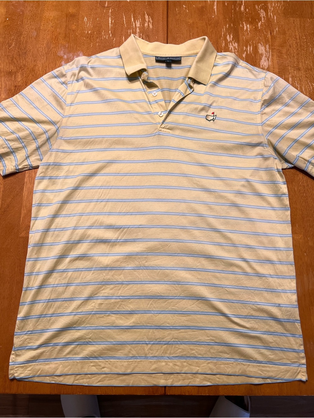 Masters Collection Men's Striped Polo Shirt - Yellow with Blue Accent